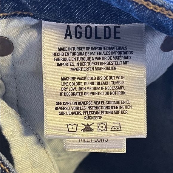 Agolde Riley Long Skinny Jeans - Dark Blue sz 27 - Picture 9 of 10